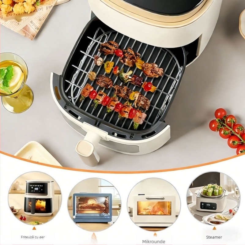 Rack certificat FCM pentru grill cu aer, disc circular, raft din trei niveluri pentru toast și abur, din oțel inoxidabil, șauri cu două niveluri