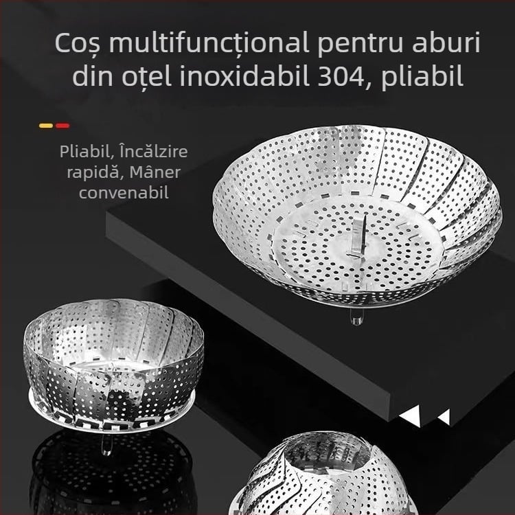 Raft de aburi din oțel inoxidabil, pliabil, tavă groasă pentru aburi, suport rotund de aburi pentru bucătărie