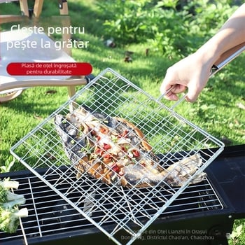 Clește din oțel inoxidabil, pătrat, pentru pește, mare, îngroșat, pentru grătar în aer liber
