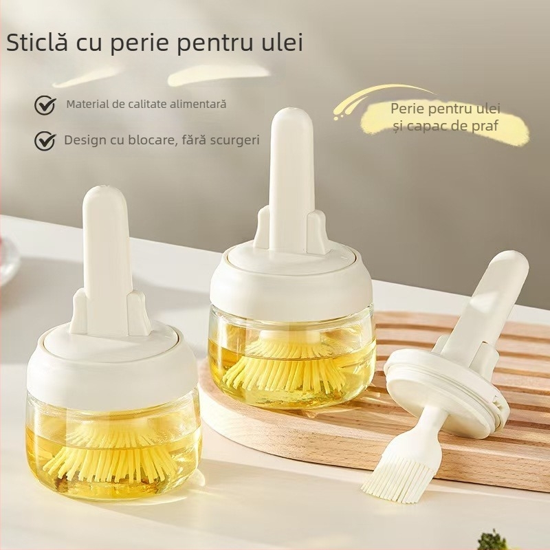 Sticluță de ulei cu perie din silicon, rezistentă la temperaturi înalte, dozator reîncărcabil pentru uz casnic și la grătar