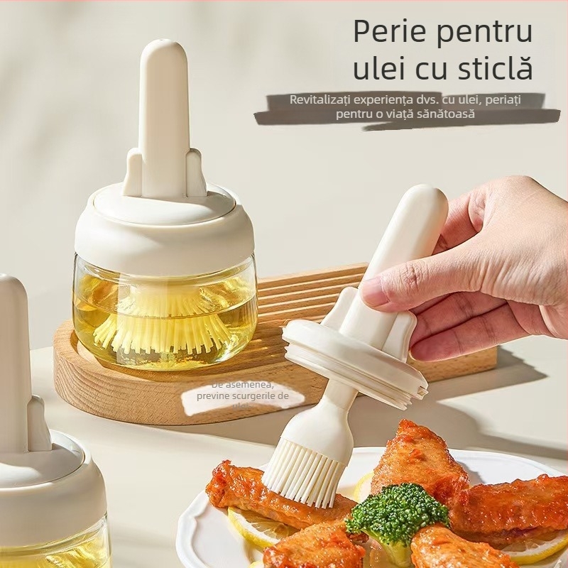 Sticluță de ulei cu perie din silicon, rezistentă la temperaturi înalte, dozator reîncărcabil pentru uz casnic și la grătar
