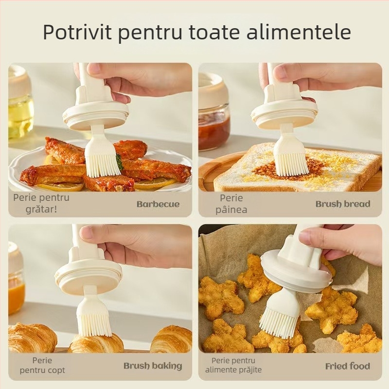 Sticluță de ulei cu perie din silicon, rezistentă la temperaturi înalte, dozator reîncărcabil pentru uz casnic și la grătar