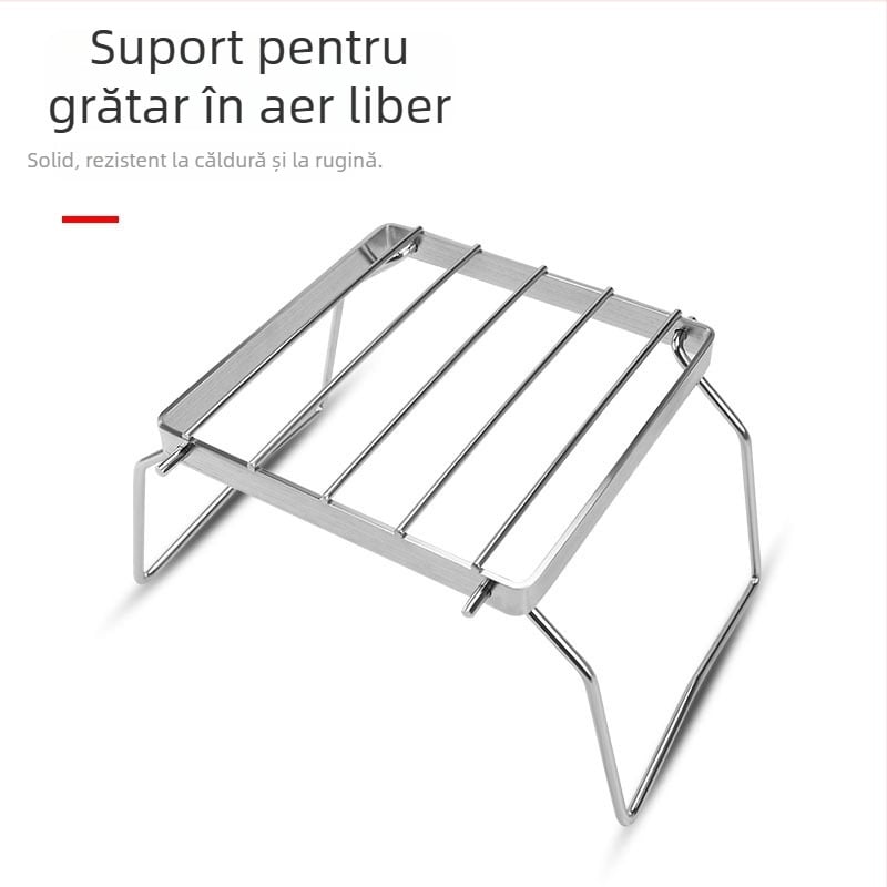 Raft pentru grătar din oțel inoxidabil, suport pentru oale, raft de depozitare pliabil, portabil, pentru bucătărie și exterior