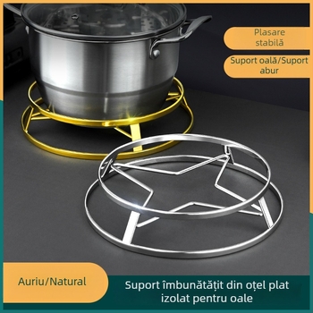 Raft pentru oale din oțel inoxidabil plat, design cu două niveluri, izolație termică îmbunătățită și protecție împotriva arsurilor, suport pentru aburi în bucătărie