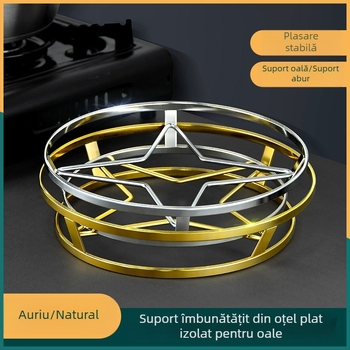 Raft pentru oale din oțel inoxidabil plat, design cu două niveluri, izolație termică îmbunătățită și protecție împotriva arsurilor, suport pentru aburi în bucătărie