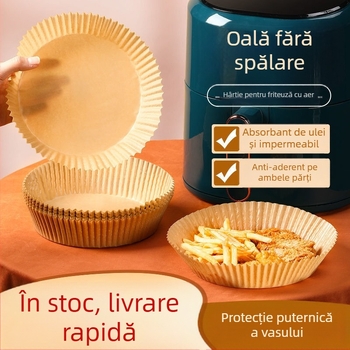 Set de 50 suporturi din hârtie pentru prăjit, hârtie absorbantă pentru ulei, hârtie de copt din silicon, pentru cuptor – calitate alimentară
