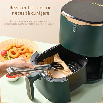 Set de 50 suporturi din hârtie pentru prăjit, hârtie absorbantă pentru ulei, hârtie de copt din silicon, pentru cuptor – calitate alimentară