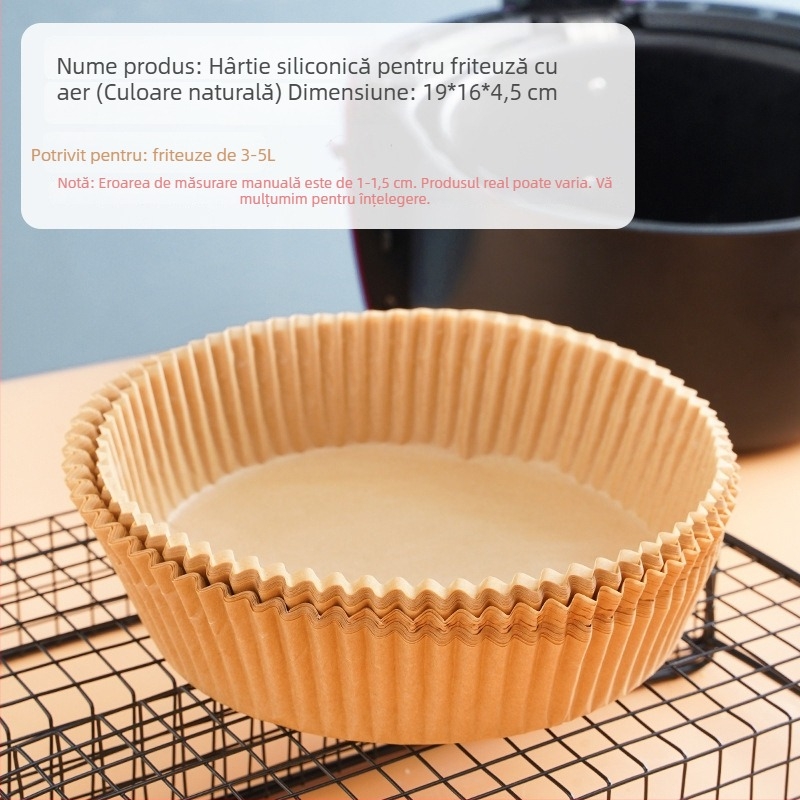 Set de 50 suporturi din hârtie pentru prăjit, hârtie absorbantă pentru ulei, hârtie de copt din silicon, pentru cuptor – calitate alimentară