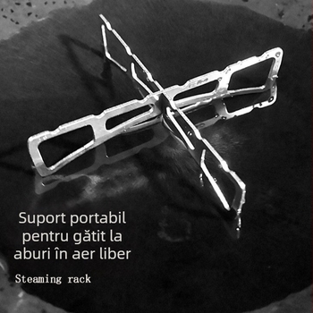 Raft din oțel inoxidabil în formă de cruce pentru camping și bucătărie, suport portabil pentru oale și aburire