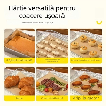 Hârtie de bucătărie alimentară pentru grătar și coacere, cu acoperire din silicon, hârtie de copt dreptunghiulară antiaderentă pentru temperaturi înalte