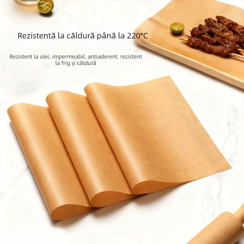 Hârtie de bucătărie alimentară pentru grătar și coacere, cu acoperire din silicon, hârtie de copt dreptunghiulară antiaderentă pentru temperaturi înalte