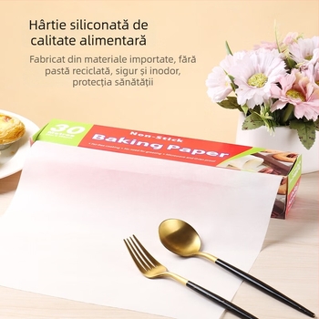 Hârtie de copt cu acoperire siliconică pentru cuptor și grătar, hârtie absorbantă de ulei pentru air fryer, rolă 30 cm × 30 m