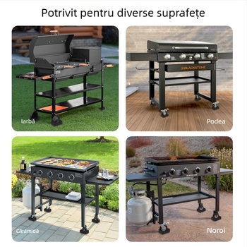 Tălpi reglabile pentru picioare la grătarul exterior, antiderapante și impermeabile, suport pentru roți și role