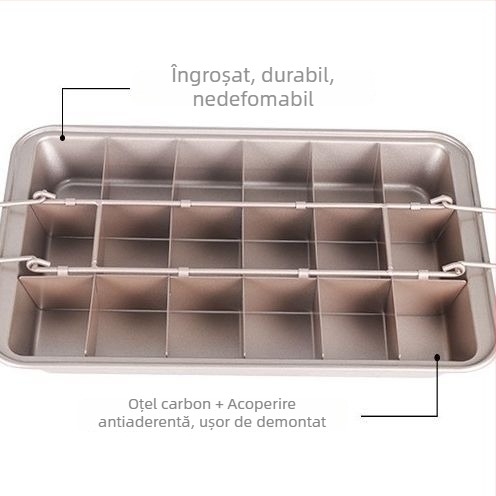 Tavă antiaderentă pentru brownie, formă pătrată pentru prăjituri și pâine, fund întărit, din oțel cu carbon