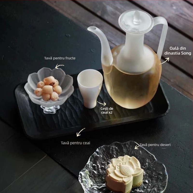 Set de accesorii pentru ceai Cold Brew Yunlin — ceașcă de ceai din sticlă rezistentă la temperaturi, instrumente pentru ceai vară cu gheață, stil Chinez Nou