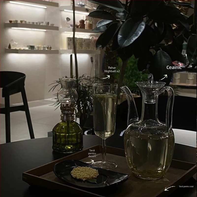 Set de accesorii pentru ceai Cold Brew Yunlin — ceașcă de ceai din sticlă rezistentă la temperaturi, instrumente pentru ceai vară cu gheață, stil Chinez Nou