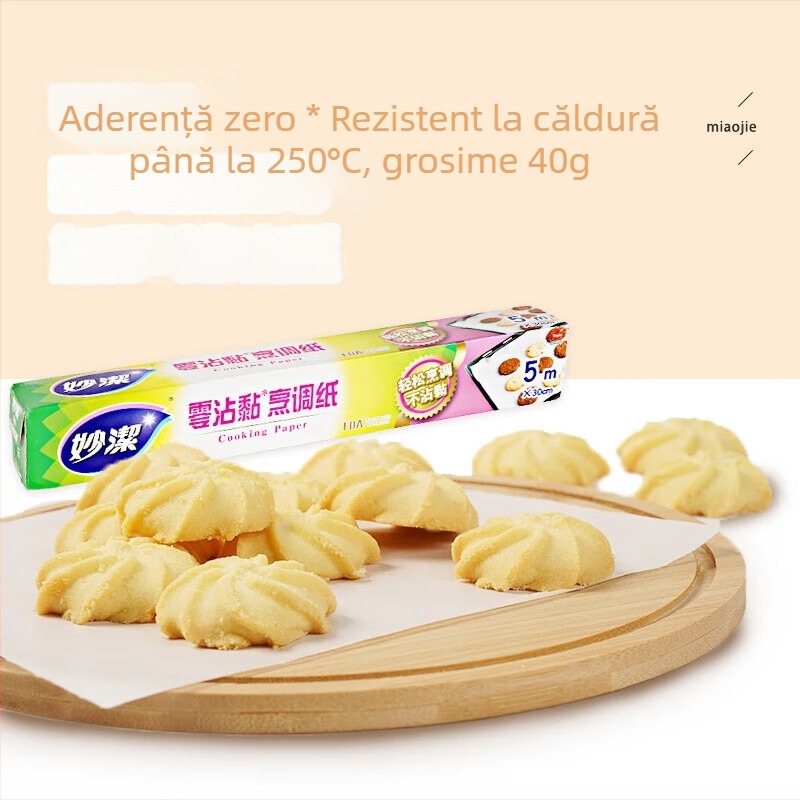 Miaojie hârtie de copt cu acoperire din silicon, antiaderentă pentru cuptor, cuptor cu microunde şi covoraş pentru air fryer