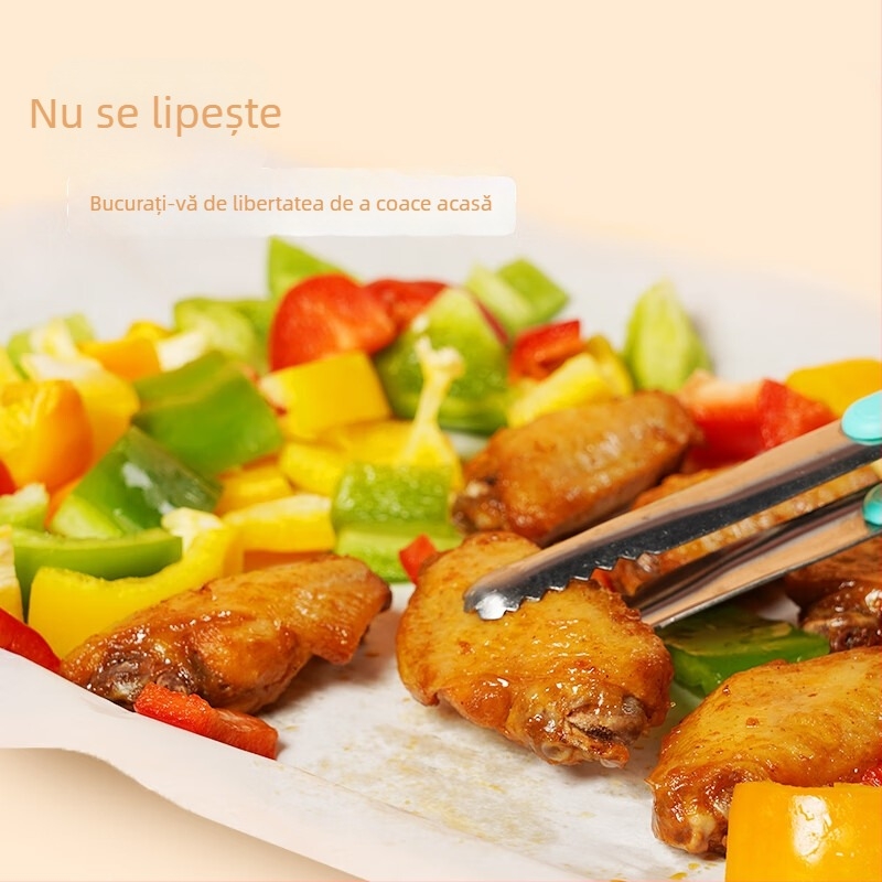 Miaojie hârtie de copt cu acoperire din silicon, antiaderentă pentru cuptor, cuptor cu microunde şi covoraş pentru air fryer