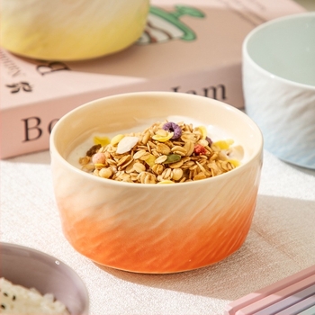 Vas ceramic în gradient, cu finisaj sub glazură, rotund, compatibil cu microundele, pentru orez, supă sau tăiței, stil nordic minimalist, diametrul 11–11,9 cm