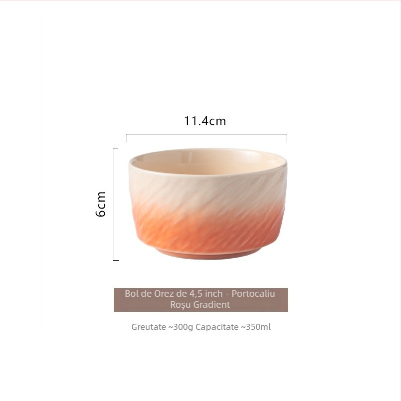Vas ceramic în gradient, cu finisaj sub glazură, rotund, compatibil cu microundele, pentru orez, supă sau tăiței, stil nordic minimalist, diametrul 11–11,9 cm