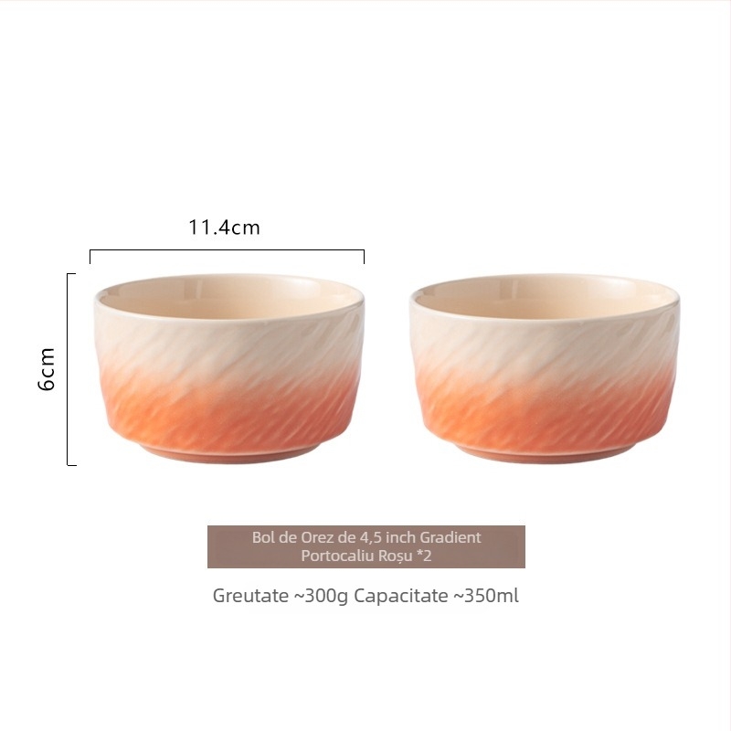 Vas ceramic în gradient, cu finisaj sub glazură, rotund, compatibil cu microundele, pentru orez, supă sau tăiței, stil nordic minimalist, diametrul 11–11,9 cm
