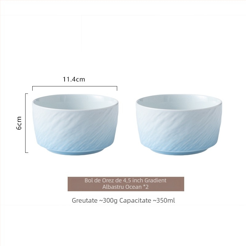 Vas ceramic în gradient, cu finisaj sub glazură, rotund, compatibil cu microundele, pentru orez, supă sau tăiței, stil nordic minimalist, diametrul 11–11,9 cm