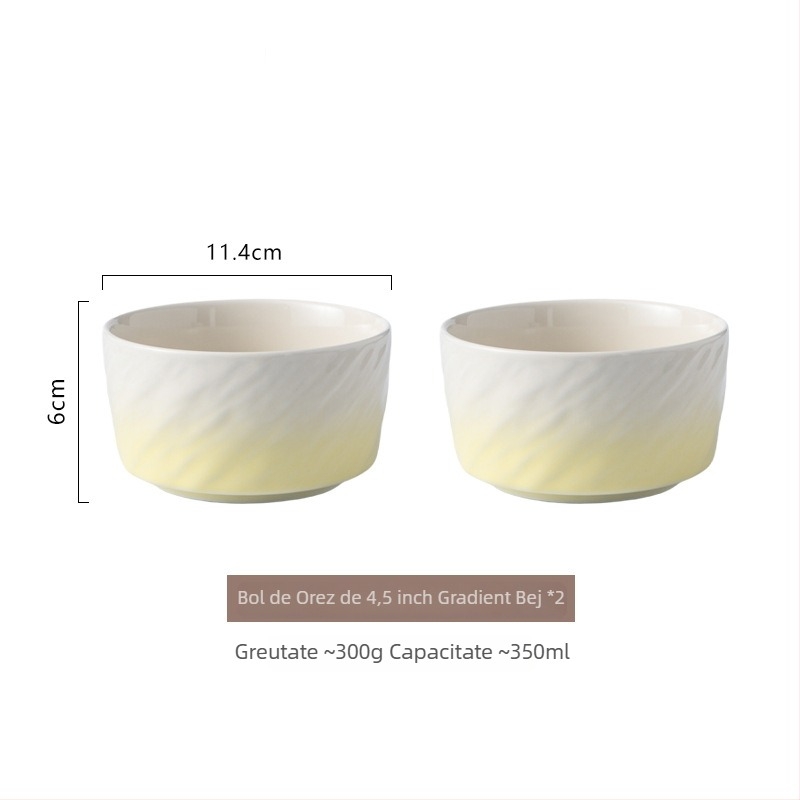 Vas ceramic în gradient, cu finisaj sub glazură, rotund, compatibil cu microundele, pentru orez, supă sau tăiței, stil nordic minimalist, diametrul 11–11,9 cm