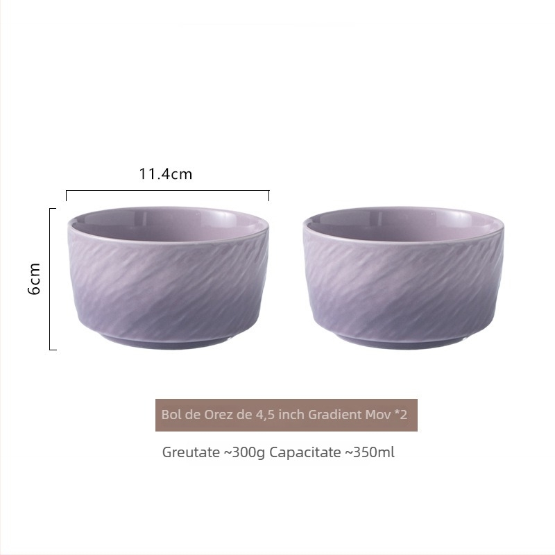 Vas ceramic în gradient, cu finisaj sub glazură, rotund, compatibil cu microundele, pentru orez, supă sau tăiței, stil nordic minimalist, diametrul 11–11,9 cm