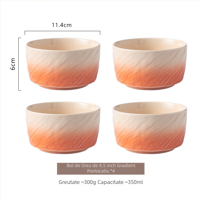 Vas ceramic în gradient, cu finisaj sub glazură, rotund, compatibil cu microundele, pentru orez, supă sau tăiței, stil nordic minimalist, diametrul 11–11,9 cm