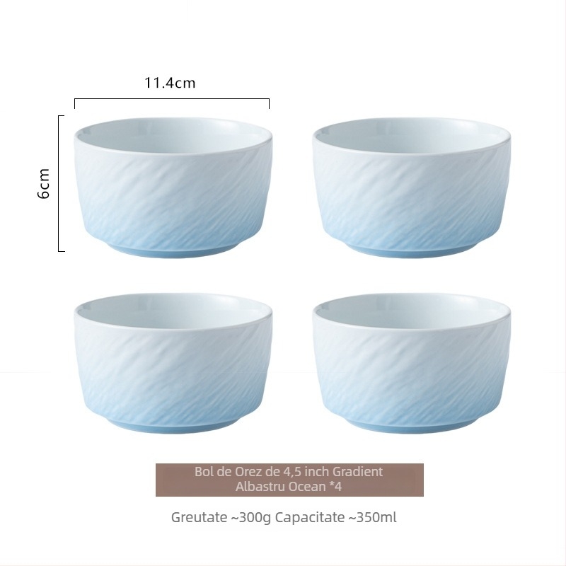 Vas ceramic în gradient, cu finisaj sub glazură, rotund, compatibil cu microundele, pentru orez, supă sau tăiței, stil nordic minimalist, diametrul 11–11,9 cm