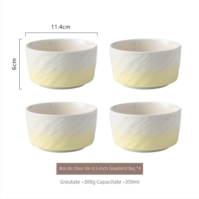 Vas ceramic în gradient, cu finisaj sub glazură, rotund, compatibil cu microundele, pentru orez, supă sau tăiței, stil nordic minimalist, diametrul 11–11,9 cm