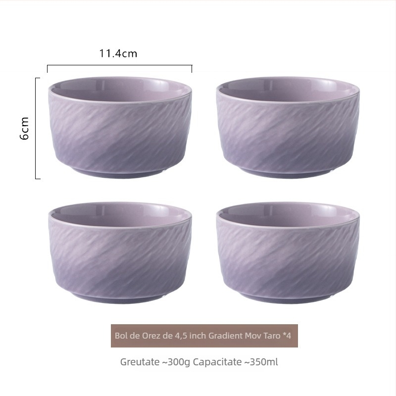 Vas ceramic în gradient, cu finisaj sub glazură, rotund, compatibil cu microundele, pentru orez, supă sau tăiței, stil nordic minimalist, diametrul 11–11,9 cm