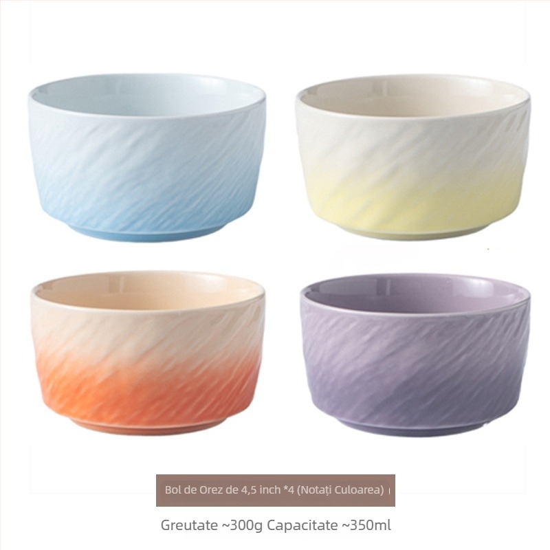 Vas ceramic în gradient, cu finisaj sub glazură, rotund, compatibil cu microundele, pentru orez, supă sau tăiței, stil nordic minimalist, diametrul 11–11,9 cm