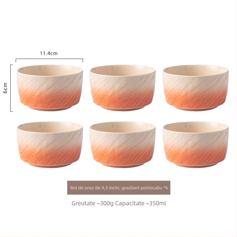 Vas ceramic în gradient, cu finisaj sub glazură, rotund, compatibil cu microundele, pentru orez, supă sau tăiței, stil nordic minimalist, diametrul 11–11,9 cm