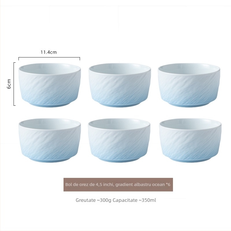 Vas ceramic în gradient, cu finisaj sub glazură, rotund, compatibil cu microundele, pentru orez, supă sau tăiței, stil nordic minimalist, diametrul 11–11,9 cm