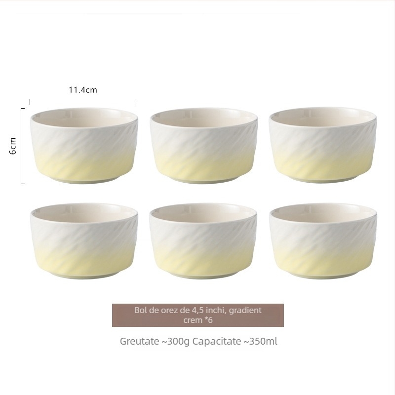 Vas ceramic în gradient, cu finisaj sub glazură, rotund, compatibil cu microundele, pentru orez, supă sau tăiței, stil nordic minimalist, diametrul 11–11,9 cm