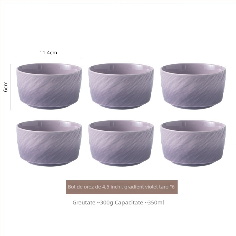Vas ceramic în gradient, cu finisaj sub glazură, rotund, compatibil cu microundele, pentru orez, supă sau tăiței, stil nordic minimalist, diametrul 11–11,9 cm