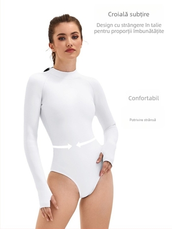 Costum de neopren pentru femei cu mâneci lungi, stil bikini, pentru surfing și înot, protecție UV