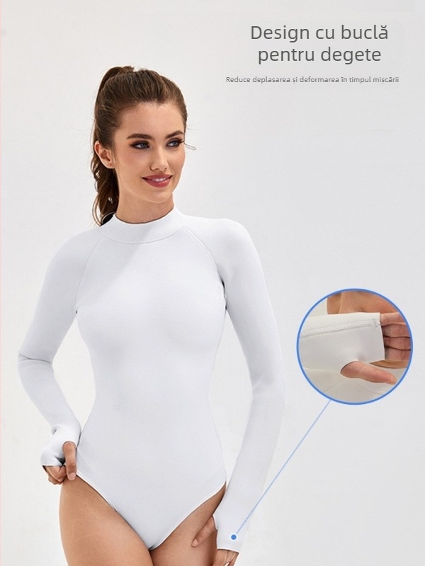 Costum de neopren pentru femei cu mâneci lungi, stil bikini, pentru surfing și înot, protecție UV