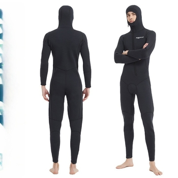 Costum de neopren întreg cu glugă de 3 mm, fermoar frontal înclinant, negru, pentru înot, scufundări libere și surfing