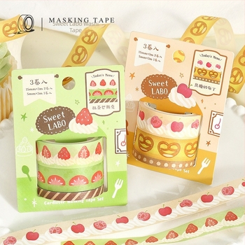 Set Washi Tape Letter Lover, seria Dessert Laboratory, stil japonez de tort, bandă esențială pentru jurnal