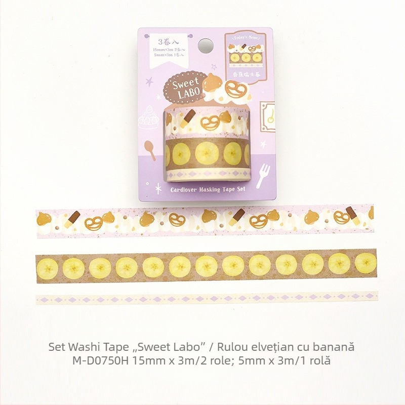Set Washi Tape Letter Lover, seria Dessert Laboratory, stil japonez de tort, bandă esențială pentru jurnal