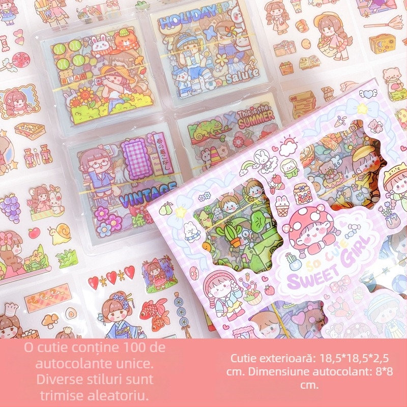 Set DIY de autocolante pentru planner, autocolante PET impermeabile, cutie cadou cu inimioare, autocolante pentru termos