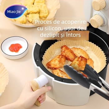Miaojie Hârtie specială pentru friteza cu aer, folie absorpantă de ulei pentru coacere în cuptor și grătar, hârtie de copt cu acoperire siliconată