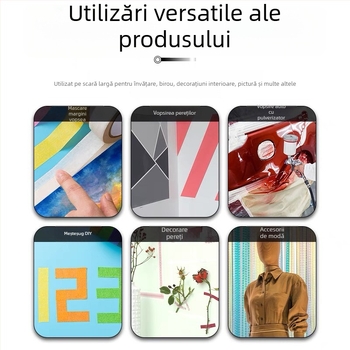 Bandă de mascare colorată, din hârtie crep, ultra-subțire, fără reziduuri la rupere, multifuncțională pentru artă și DIY