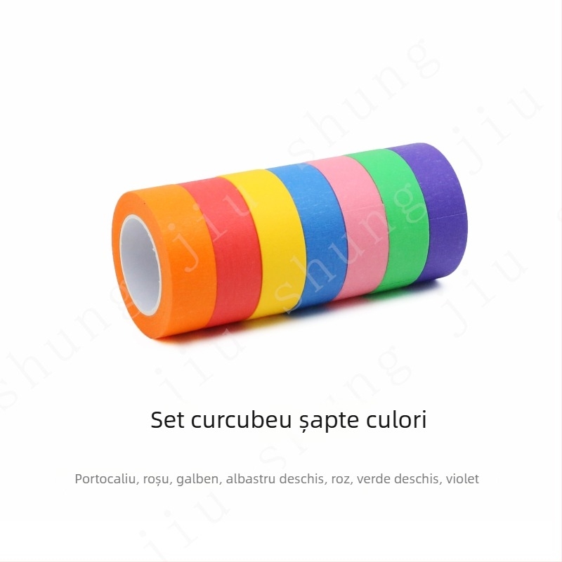 Bandă de mascare colorată, din hârtie crep, ultra-subțire, fără reziduuri la rupere, multifuncțională pentru artă și DIY