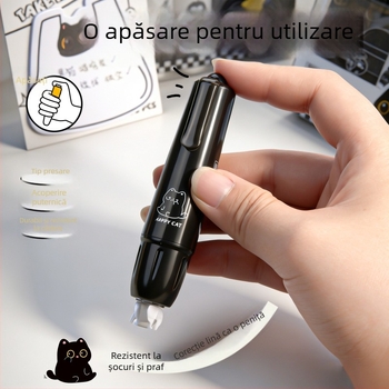 Bandă corectoare în formă de pisică neagră, alunecare lină a benzii, instrument practic pentru elevi