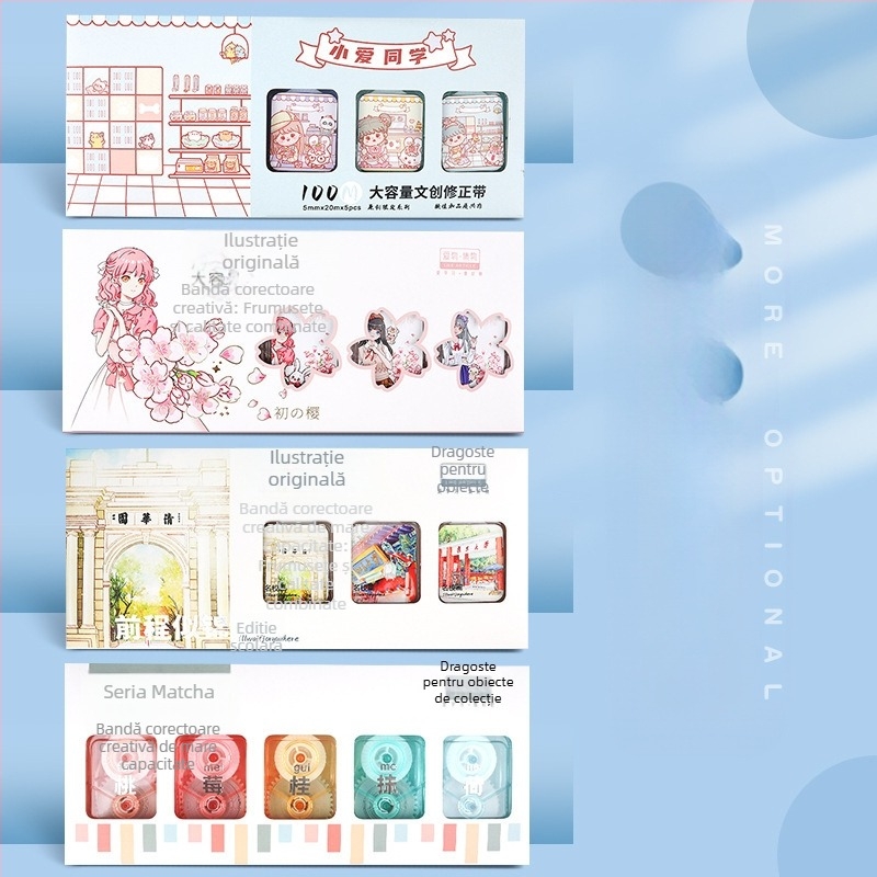 Bandă corectoare cu design drăguț, inimă feminină, estetică artistică, capacitate mare, pentru elevi din gimnaziu