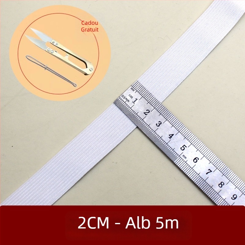Bandă elastică cu rezistență ridicată pentru talie, manșete și tivuri ale pantalonilor; șnur elastic îngroșat