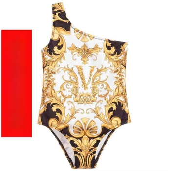 Costum de baie pentru fetițe, SPF50+, imprimeu inimă-curcubeu, dintr-o singură piesă, la comandă